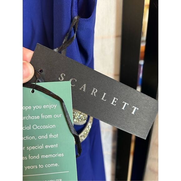 Scarlett Sapphire Blue Rhinestone Cut Out Sleeveless lined Shift Dress NWT Sz 10 - Picture 7 of 11